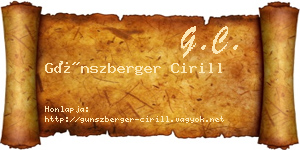 Günszberger Cirill névjegykártya